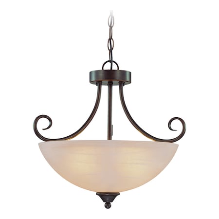 Craftmade Three Light Old Bronze Faux Alabaster Shade Bowl Semi-Flush Mount 25333-OLB